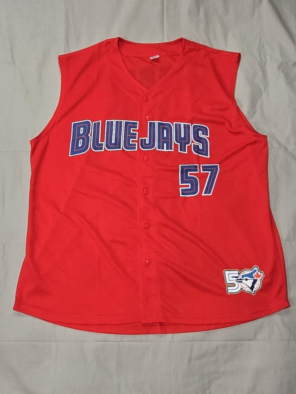 Toronto Blue Jays Shane Bieber SGA Canada Day 2026 Red Cut-Off Tank Top Jersey